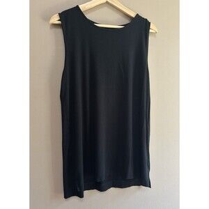 J. Jill Tank Top Size Medium Wearever Collection Black Tunic Side Slits Stretch
